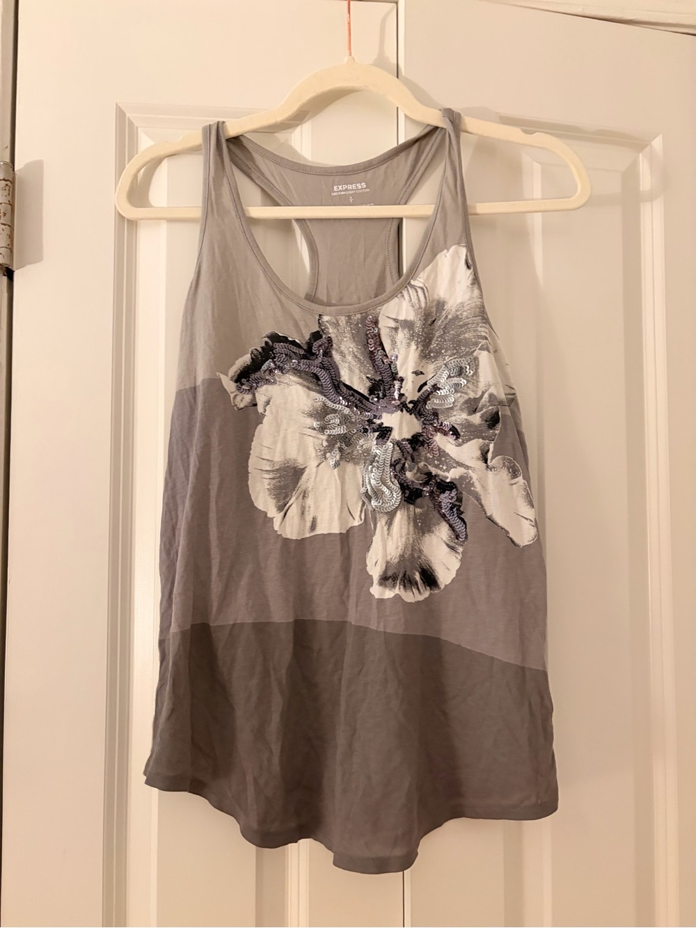 Express Y2K vintage cotton grunge fairy sequin floral racerback tank top small